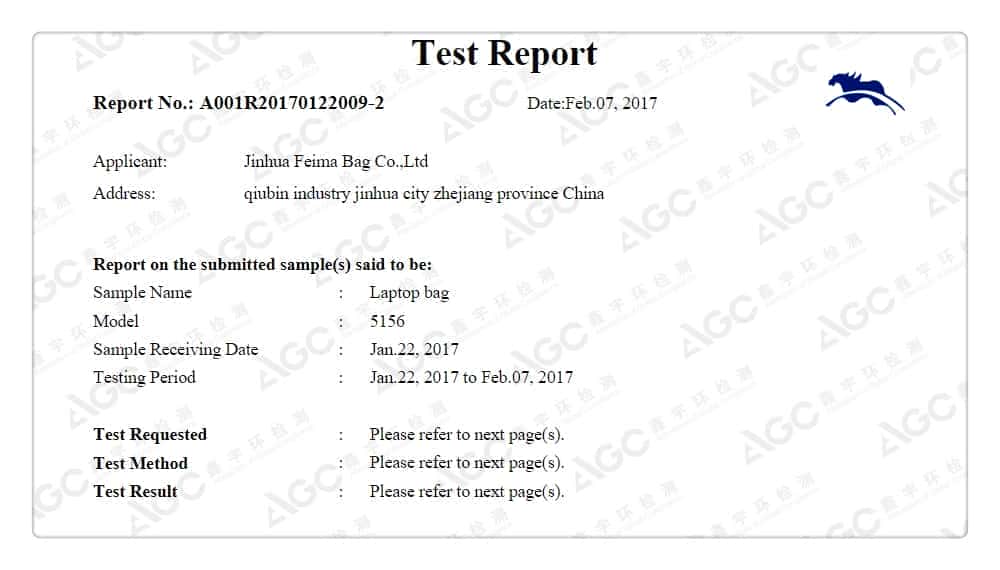 laptop bag test report