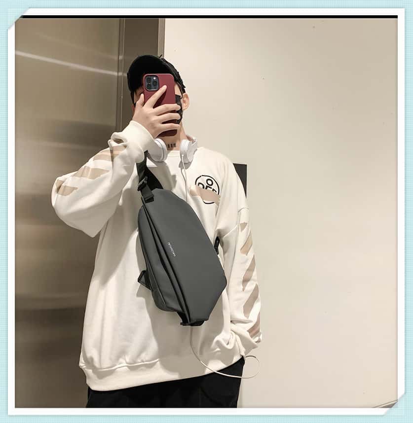 Men's chest bag, fashionable and casual shoulder bag, multifunctional waterproof crossbody bag 1 chestwasitshoulder-bag